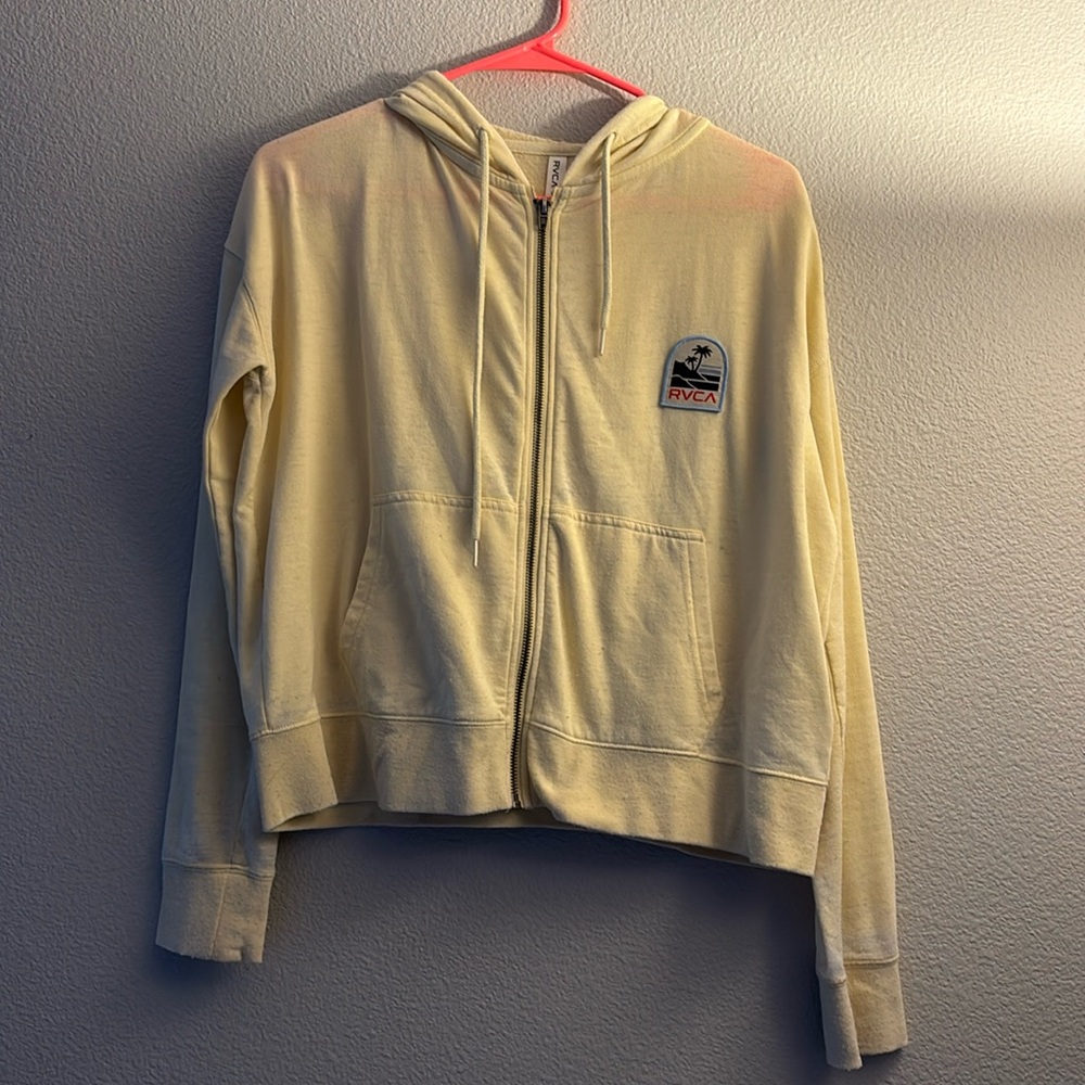 RVCA yellow hoodie zip up jacket
